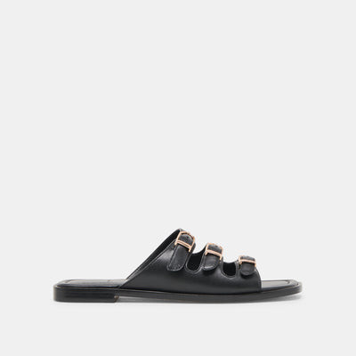 FIN SANDALS BLACK LEATHER | DolceVita.com