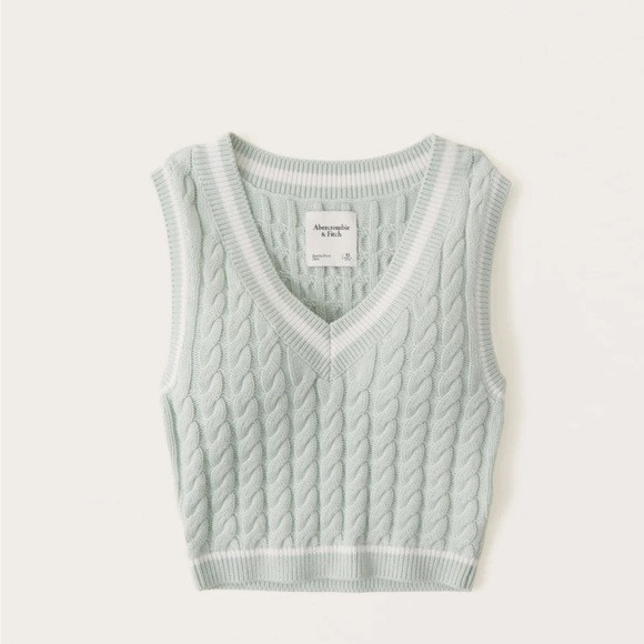 Abercrombie slim cropped v neck sweater vest light green small | Poshmark