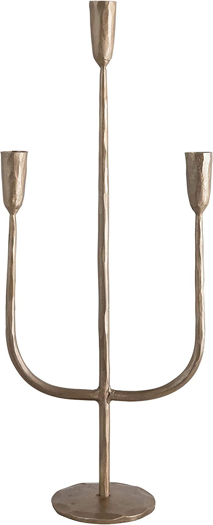 Amazon.com: Creative Co-Op Hand-Forged Metal Candelabra, Antique Brass Finish (Holds 3 Taper Candle  | Amazon (US)