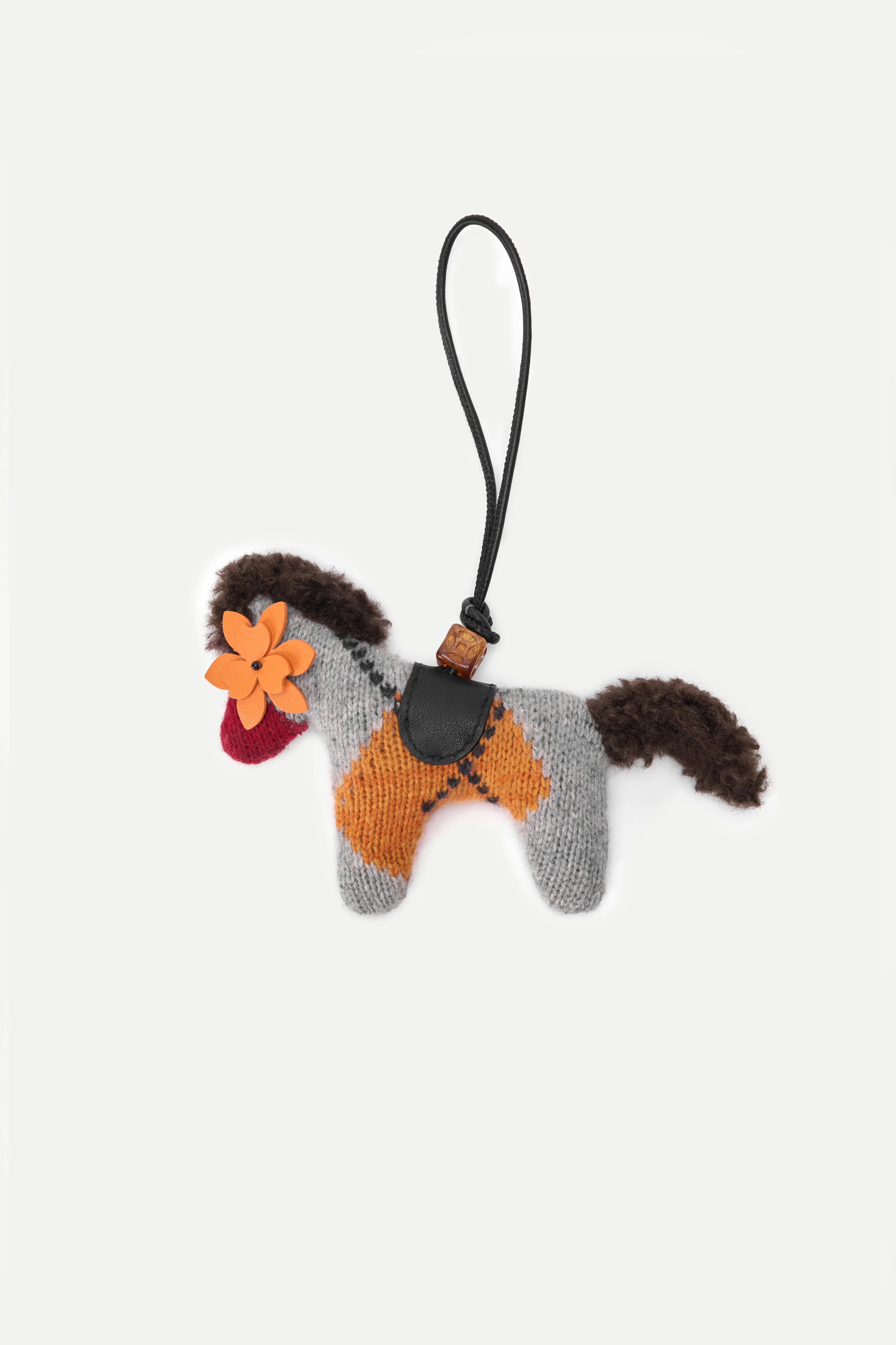 Phillipa Knit Gingham Flower Eye Pony Bag Charm | Fabrique
