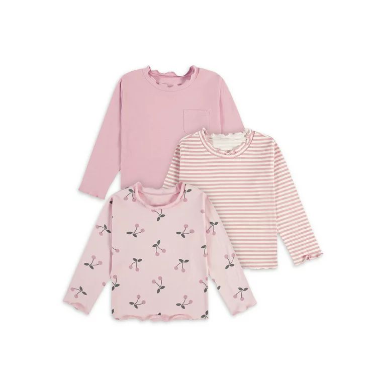 Modern Moments by Gerber Baby and Toddler Girl Long Sleeve Ribbed T-Shirt, 3-Pack, 12M-5T | Walmart (US)