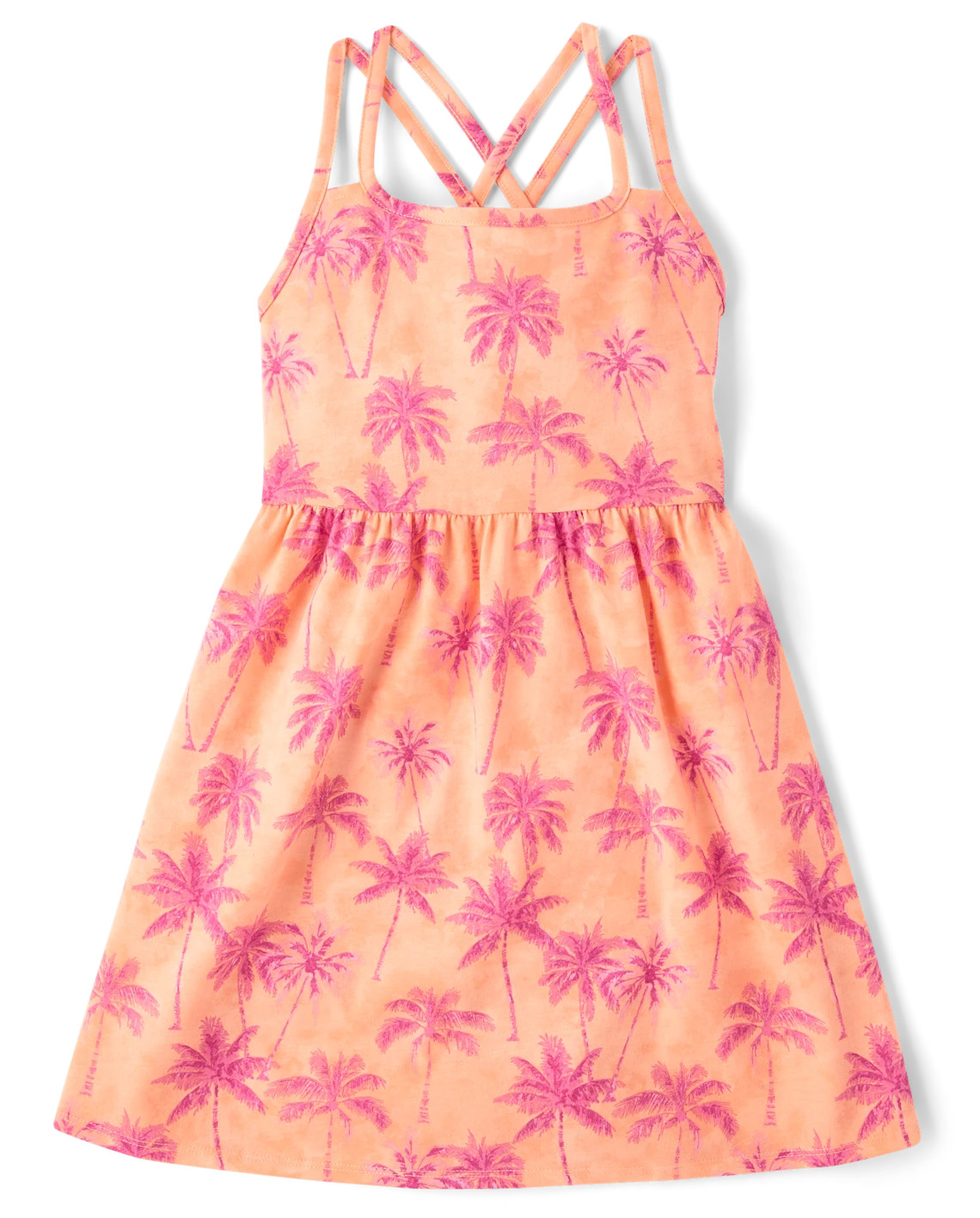 Girls Print Cross Back Dress - orange | The Children's Place