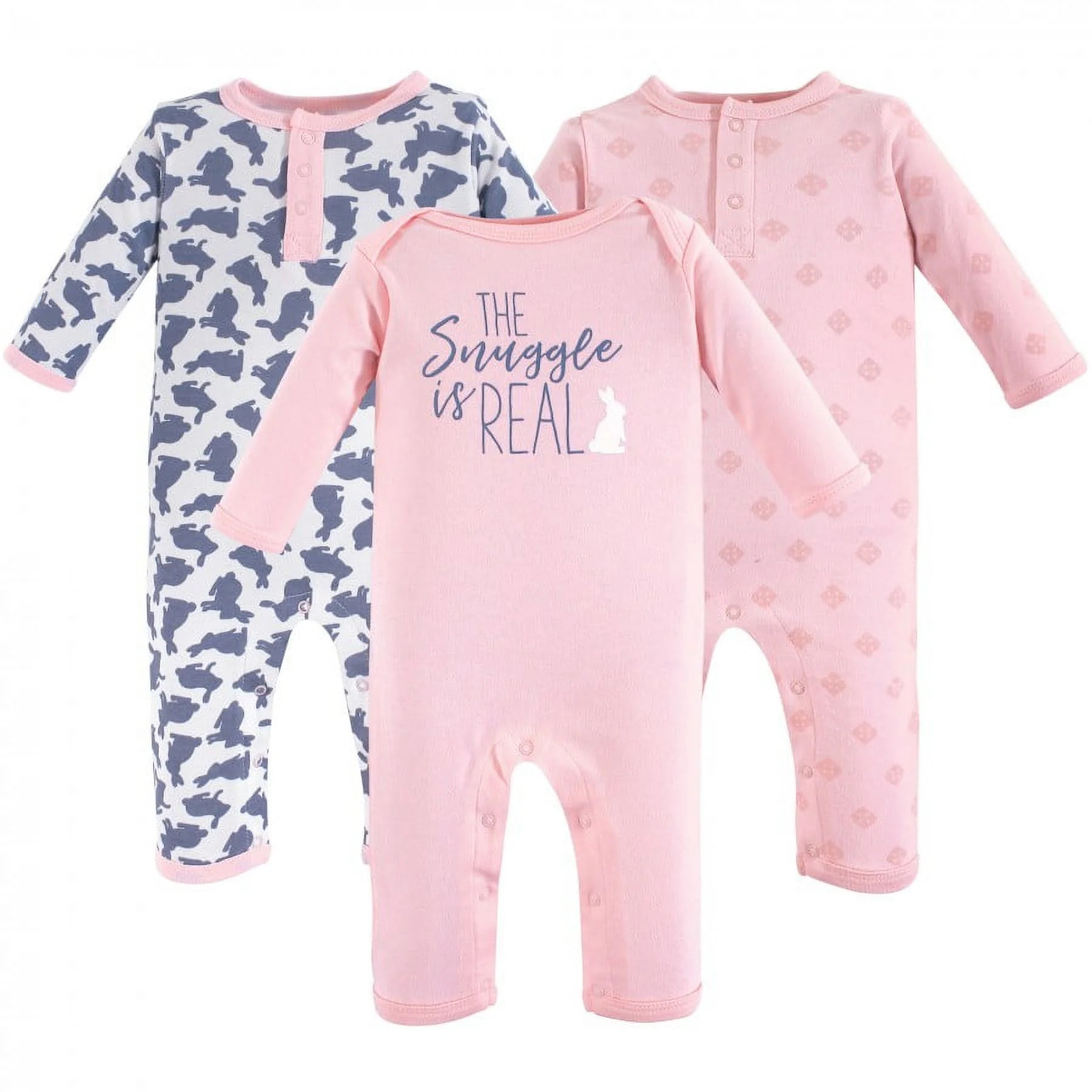 Yoga Sprout Baby Girl Cotton Coveralls 3pk, Snuggle Bunny, 6-9 Months | Walmart (US)