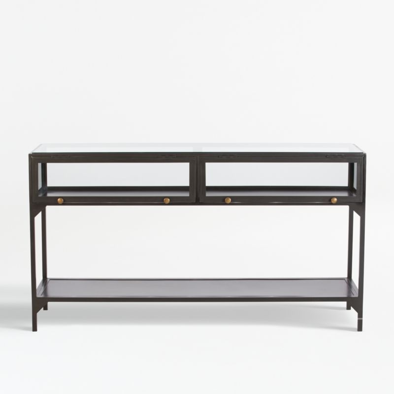 Ventana Black Glass Display Console Table + Reviews | Crate & Barrel | Crate & Barrel