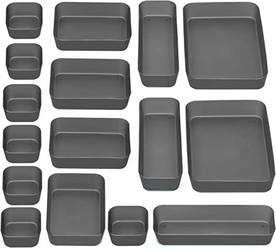 JARLINK 16 Pack Refrigerator Organizer Bins, Desk Drawer Organizer Trays with 4 Different Sizes f... | Amazon (US)