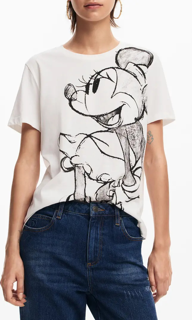 Desigual Minnie Mouse Drawing Cotton Graphic T-Shirt | Nordstrom | Nordstrom