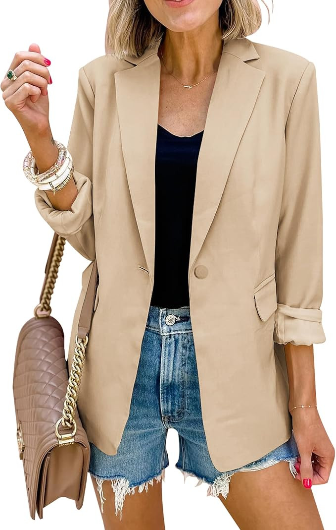 PRETTYGARDEN Women's Casual Blazers Long Sleeve Open Front Button Work Office Blazer Jackets with... | Amazon (US)