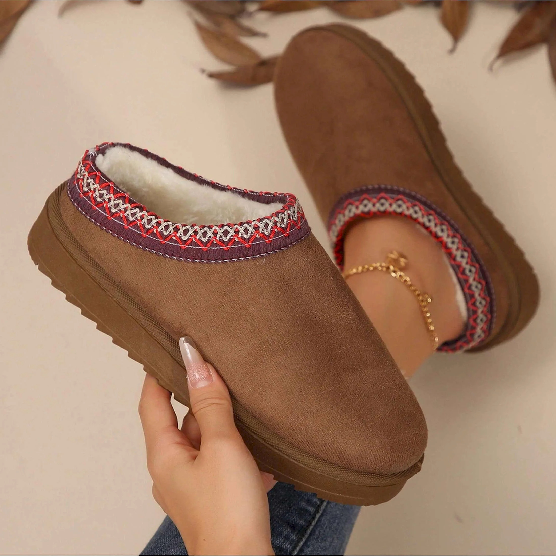 Women's Platform Snow Boots - Warm Durable Outdoor Non Slip Winter Shoes with Thickened Soles | Walmart (US)