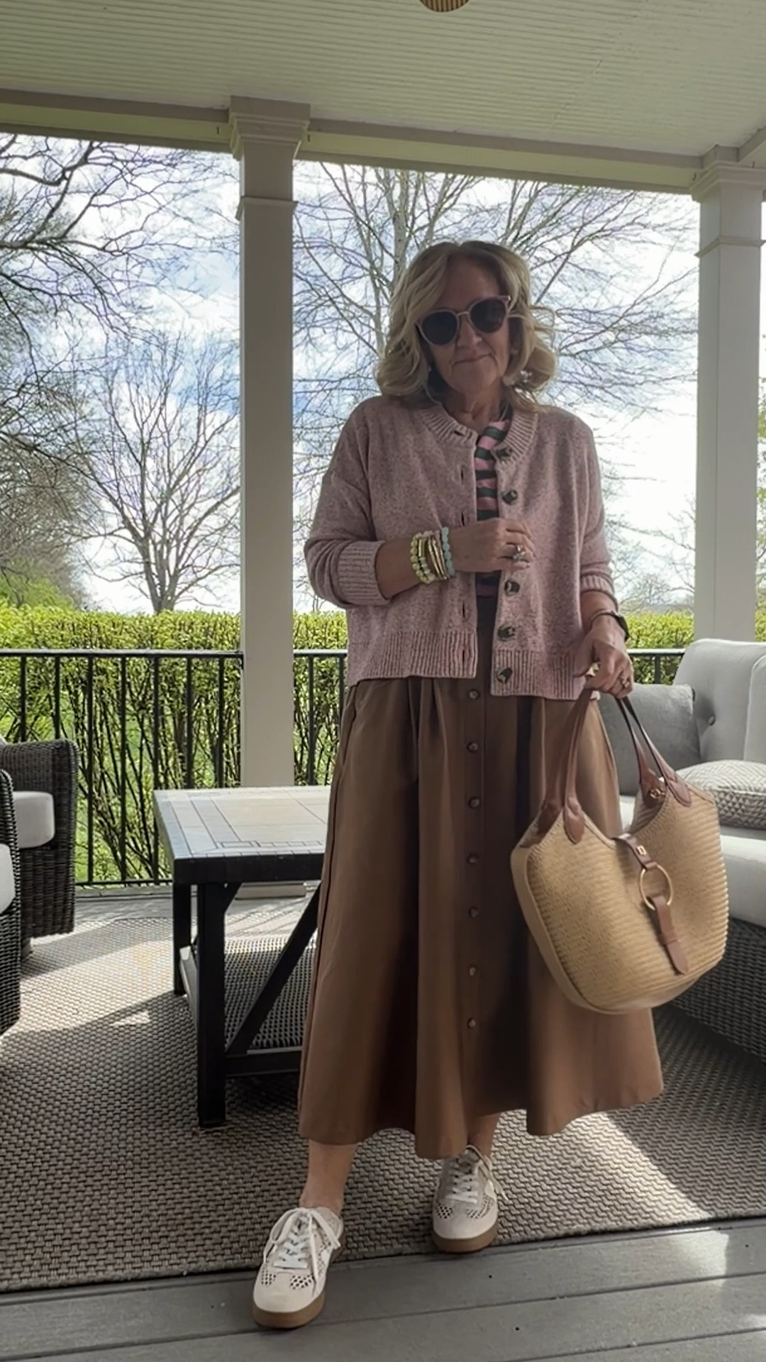 It’s a dress!!! True to size! 
Pink cardigan is avail in a solid pale pink 
20% off on my bracelet/ code NANETTE20
10% off my bag code NANETTE

#LTKSeasonal #LTKSaleAlert #LTKOver40