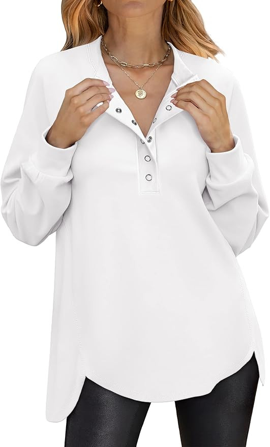 ANRABESS Henley Tops Tunic Sweatshirt Button Shirts Pullover | Amazon (US)