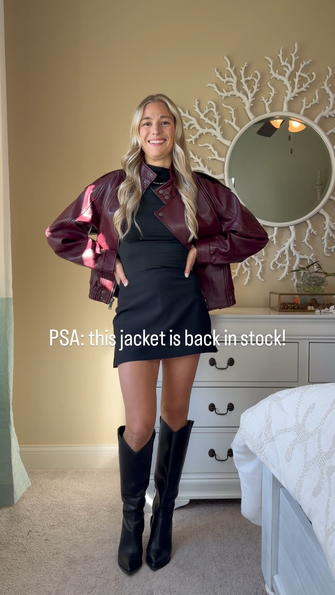 The bestselling bomber is finally BACK 👀🍂 This stunning burgundy color is even prettier in person — such a perfect fall statement piece! I sized down one (wearing XXS). Don’t wait too long — this one will sell out fast! 🏃‍♀️💨

Abercrombie bomber jacket. burgundy bomber. fall jacket. best seller. trending outerwear. fall outfit inspo. cozy layers. neutral fall look. everyday style. Fall outfit. Fall boots. Knee high boots. Western boots. Fall looks. Fall date night outfit. Bomber jacket. Burgundy coat 

#LTKShoeCrush #LTKStyleTip #LTKFindsUnder100