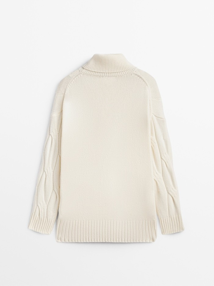 Cable-knit sweater with a high neck | Massimo Dutti US