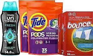 Tide Pods Laundry Detergent Soap Pods, Spring Meadow, 70 count, Downy Unstopable Scent Beads, Fre... | Amazon (US)