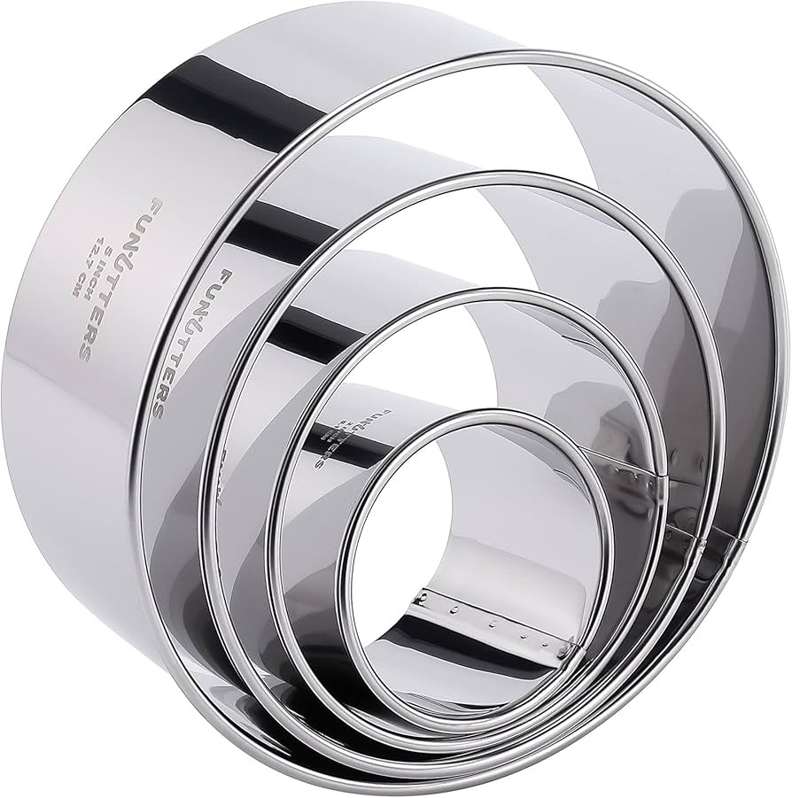 Cookie Cutter Set, 4 Pc. Kit, Measuring 2'', 3'', 4'' and 5'', Round Metal Baking Rings for Pastr... | Amazon (US)