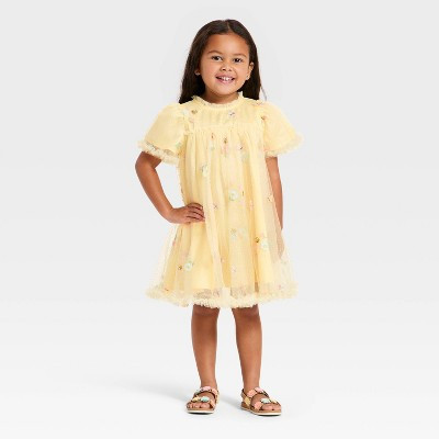 Toddler Girls' Mad Engine Floral Embroidered Dress - Yellow 12M | Target