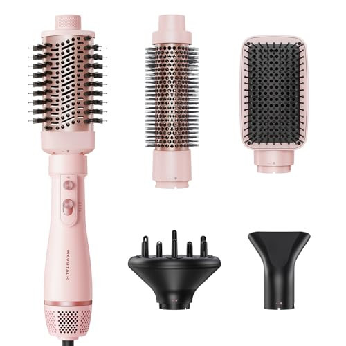 Blow Dryer Brush Set, Wavytalk Air Sculpt 5-in-1 Hot Air Brush Set, Multi Hair Styler for Salon Blowouts, Smooth Curls, Volumizing and Straightening, Sleek and Less Frizz, Pink | Amazon (US)