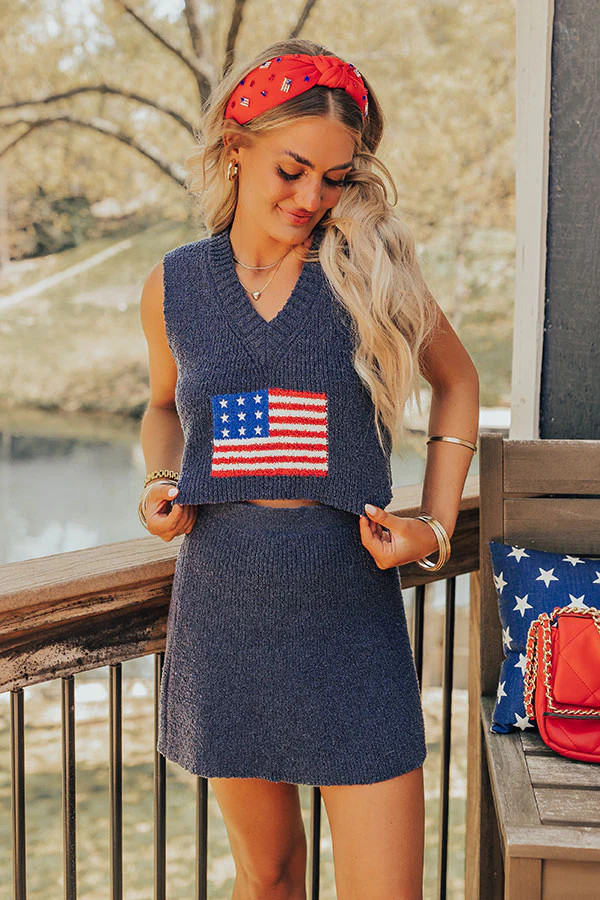 American Girl Sweater Crop Top in Navy • Impressions Online Boutique | Impressions Online Boutique