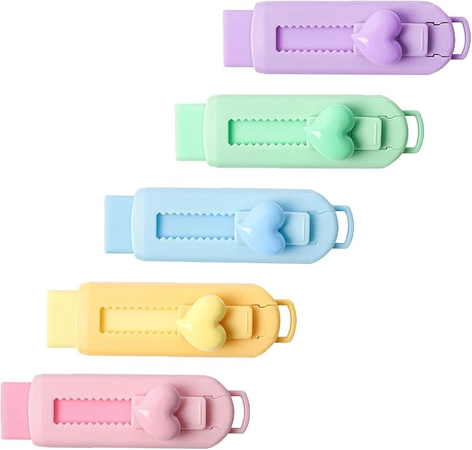 5 Pack Sliding Retractable Pencil Eraser with Plastic Sleeve, Large White Erasers for School Offi... | Amazon (US)