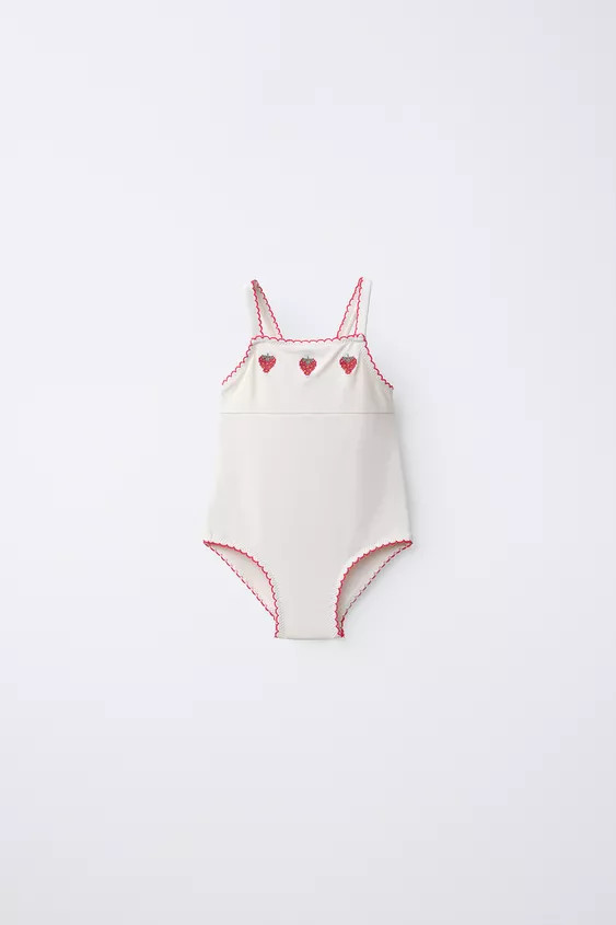 1-6 YEARS / EMBROIDERED STRAWBERRY SWIMSUIT | Zara US