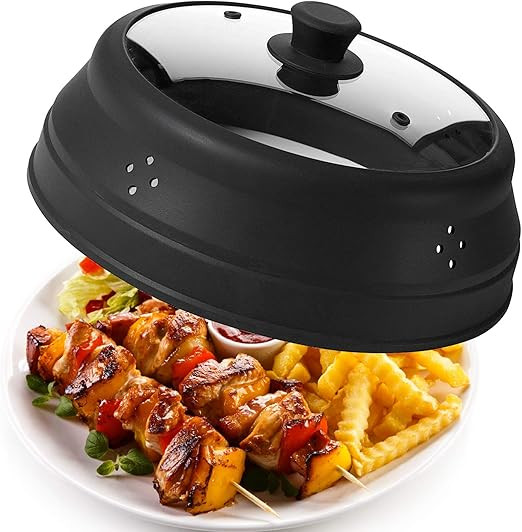 Vented Collapsible Silicone and Glass Microwave Plate Cover | Large 12-inch Splatter Guard Lid | ... | Amazon (US)