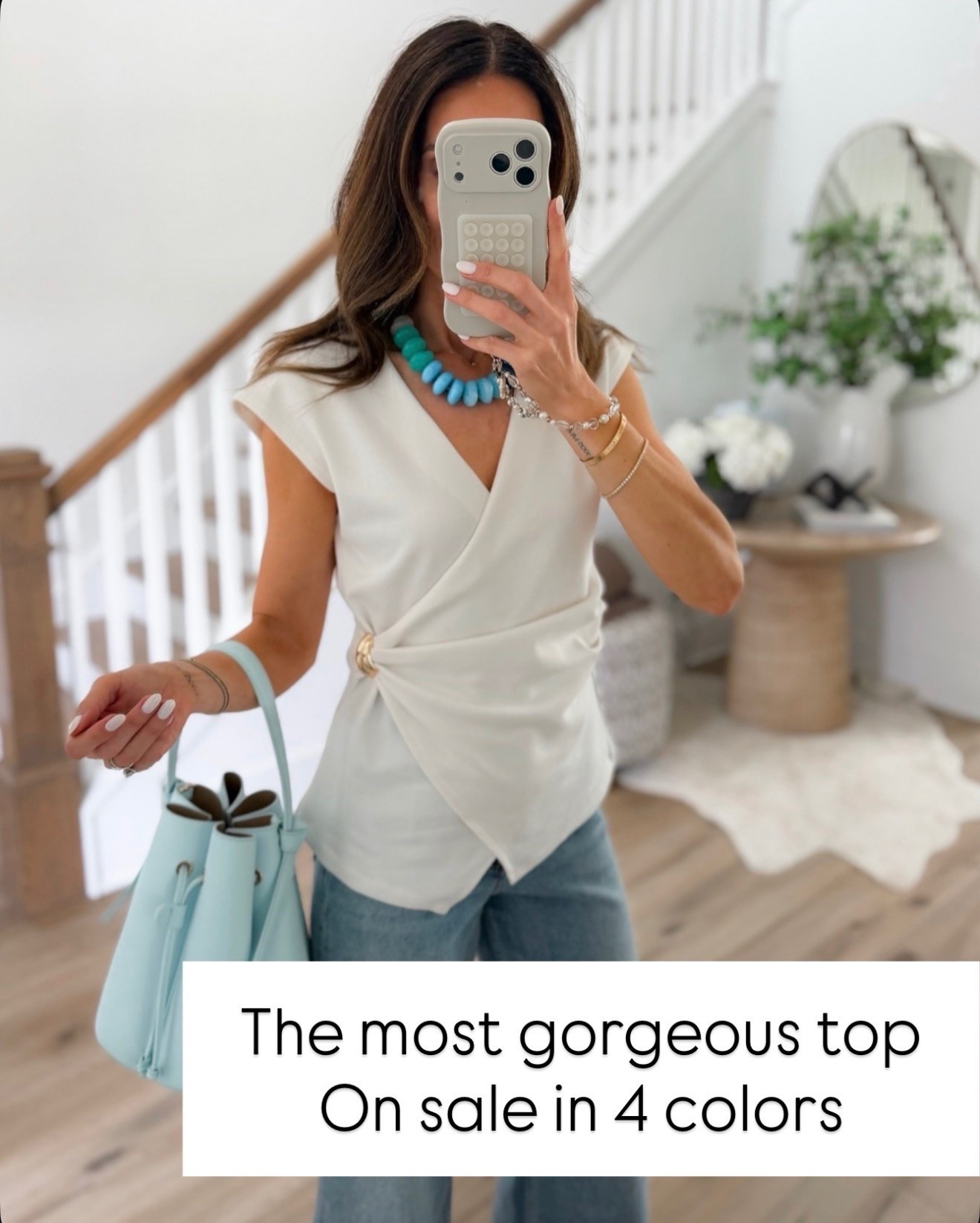 Anthropologie wrap top on sale for $61. Block heels fit tts. casual chic, office outfit, business casual, sleevless blazer, cropped jeans, annabrstyle

#LTKSaleAlert