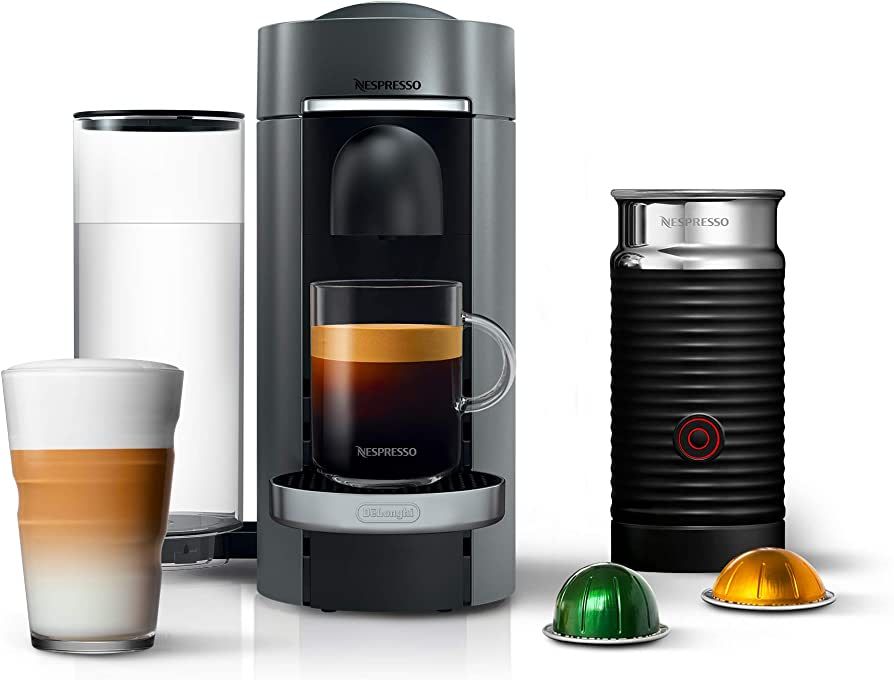 Nespresso VertuoPlus Deluxe Coffee and Espresso Machine by De'Longhi with Milk Frother, Titan,Gra... | Amazon (US)
