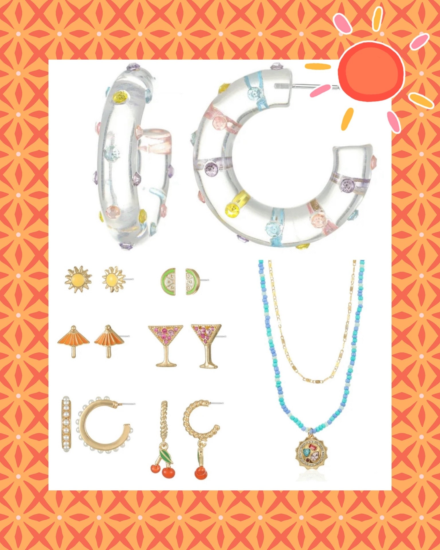 Playful Summer Jewelry Finds Under $10 ☀️🍒


How FUN are these colorful summer jewelry pieces?! 🌈✨ This set is giving all the happy, tropical vibes with suns, cherries, martinis, and more—perfect for adding a playful pop to any outfit 🍸🍋🌞

You get multiple pairs for under $10 (such a steal 🙌), plus the cutest statement hoops and layered necklace to mix and match all season long 💙 These are lightweight, easy to wear, and perfect for beach days, vacations, or just brightening up your everyday look!

summer jewelry, colorful earrings, preppy accessories, grandmillennial style, beach vacation outfits, affordable jewelry finds, walmart fashion, fun statement earrings

#LTKOver40 #LTKMothersDay #LTKSeasonal