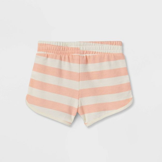 Grayson Mini Toddler Girls' French Terry Striped Pull-On Shorts - Orange | Target