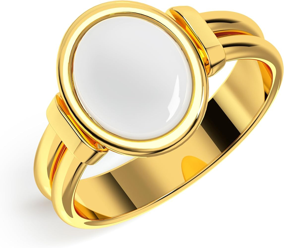 YeGieonr Gold Rings for Women Non Tarnish Jewelry, Chunky Pearl Signet Ring, Stainless Steel Thum... | Amazon (US)