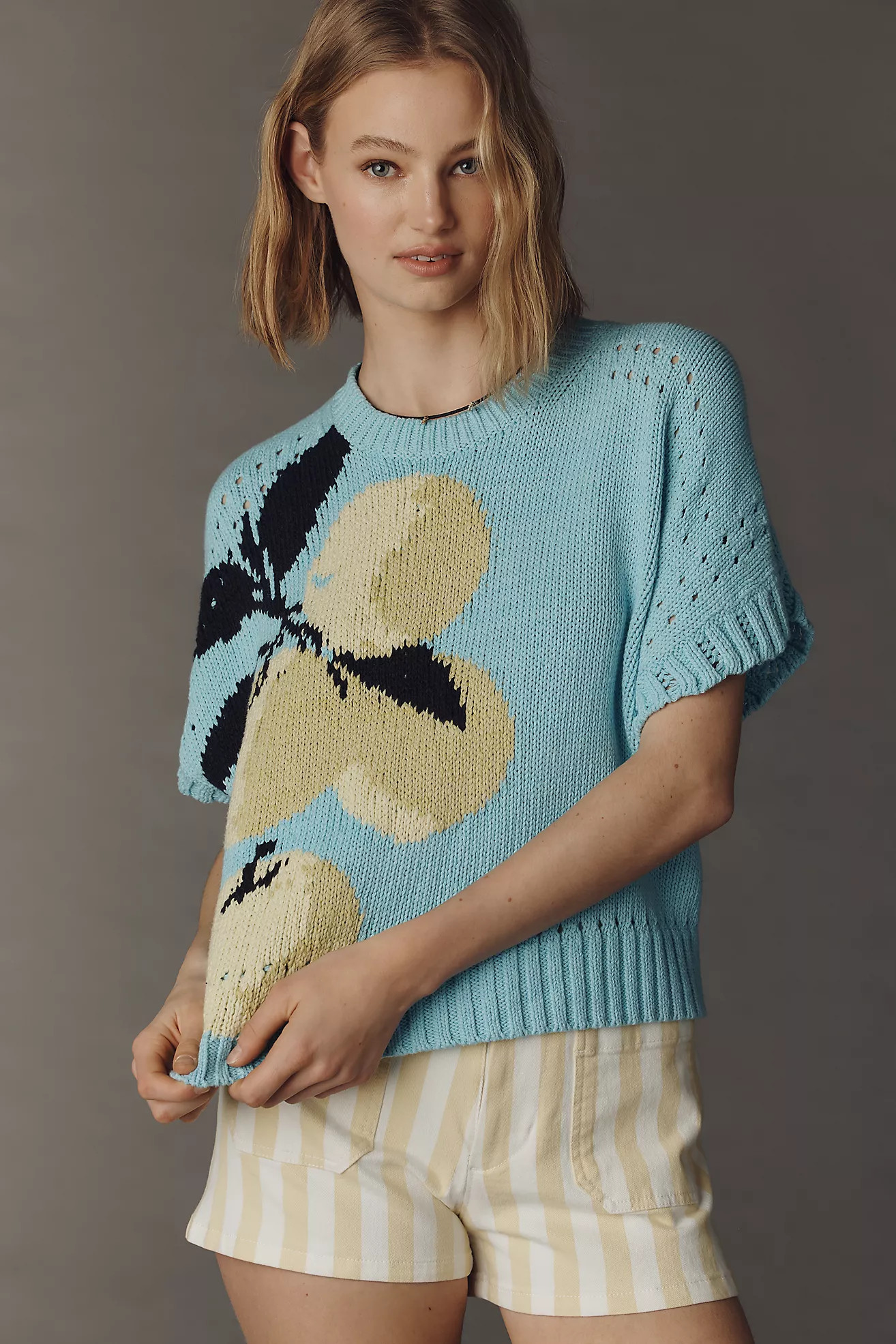 Maeve Short-Sleeve Crew-Neck Veggie Motif Graphic Sweater | Anthropologie (US)