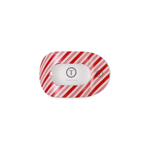 TELETIES - Small Flat Round Clip - For Thin-Medium Hair - For Lounging, Travel, Yoga, & More - Strong Grip, Bendable Teeth, Comfortable Lay-Back Design - All Hair Textures - Holiday- Candy Cane Crush | Amazon (US)