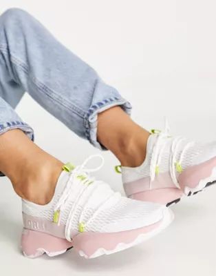 Sorel Kinetic Impact lace up sneakers in white and pink | ASOS (Global)