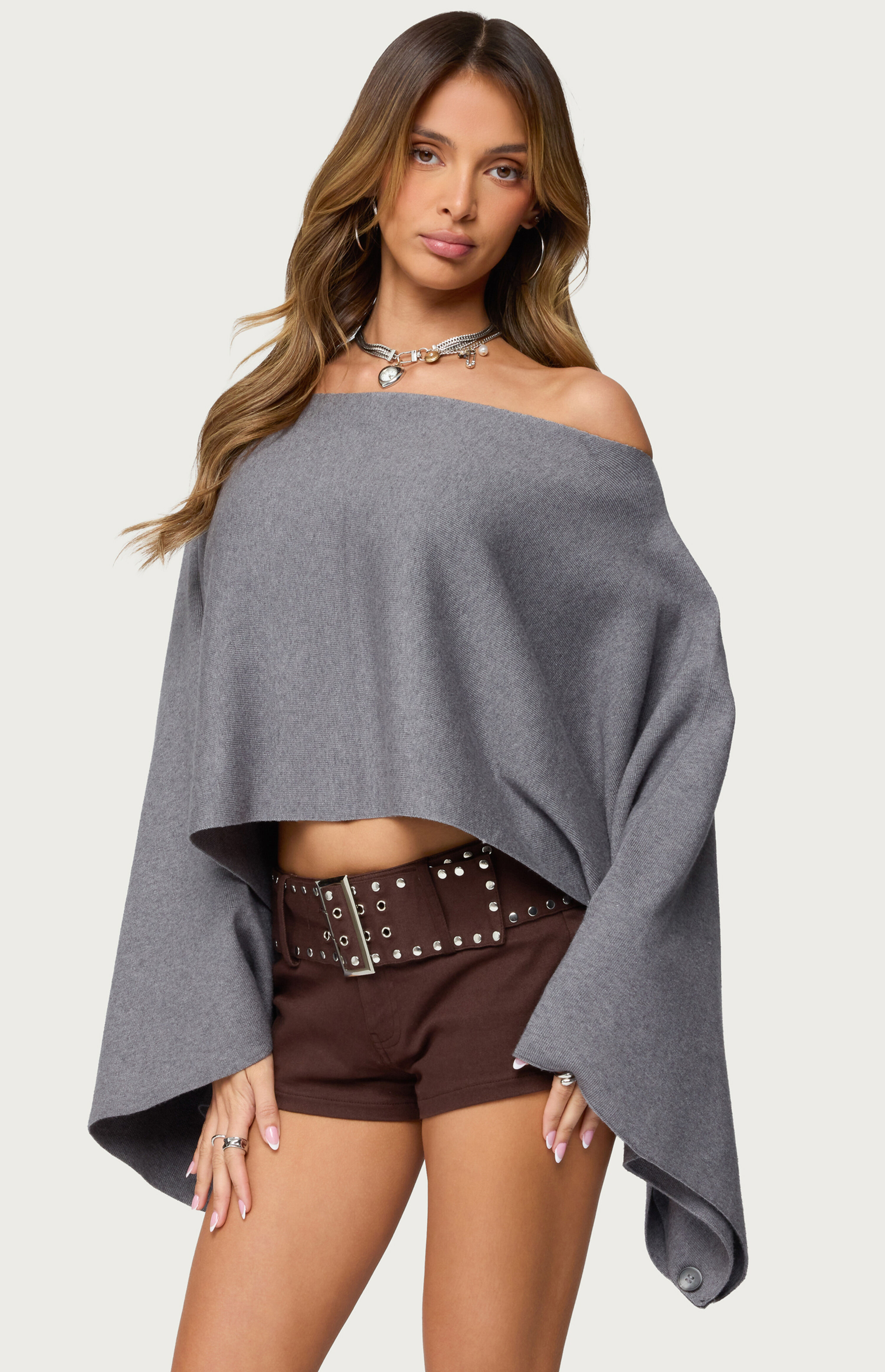 Edikted Sharla Off Shoulder Poncho Sweater | PacSun