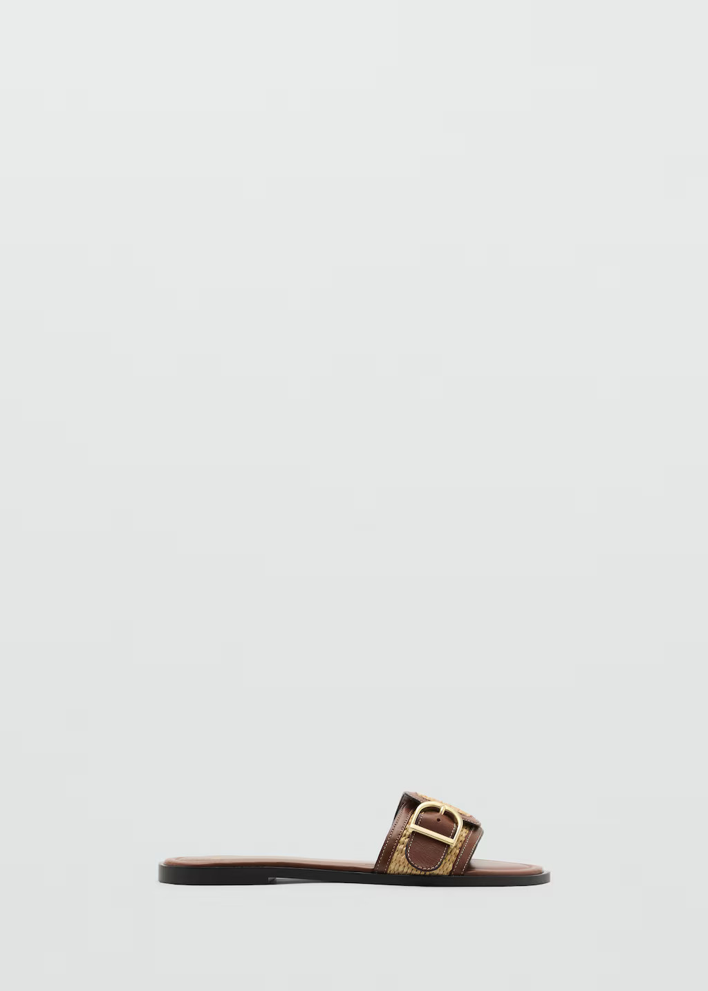 Raffia leather-blend sandals with buckle - Women | MANGO USA | Mango (US/MX/AU)