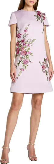 Women's Cap Sleeve Embroidered Satin Mini Dress | Nordstrom