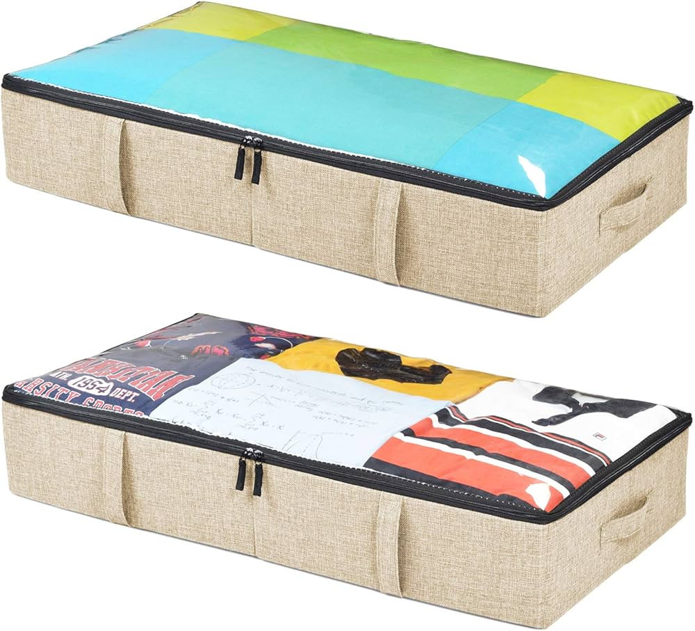 storageLAB Underbed Storage Containers, Storage Bins for Clothes, Blankets and Shoes, Clear Windo... | Amazon (US)