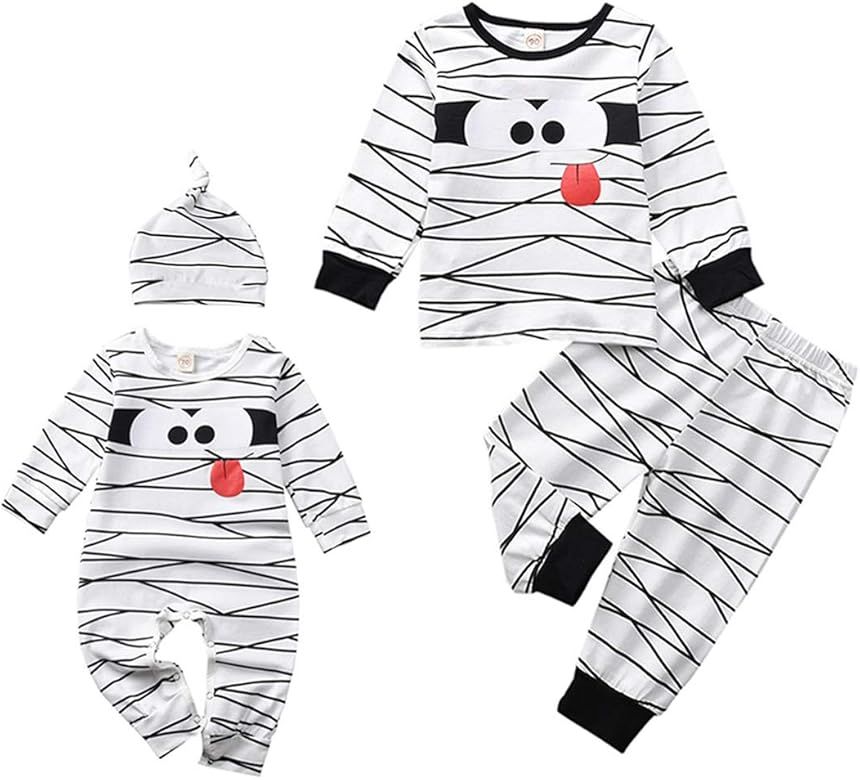 Aalizzwell Toddler Baby Halloween Romper Outfit PJS for Kids Funny Mummy Onesie | Amazon (US)