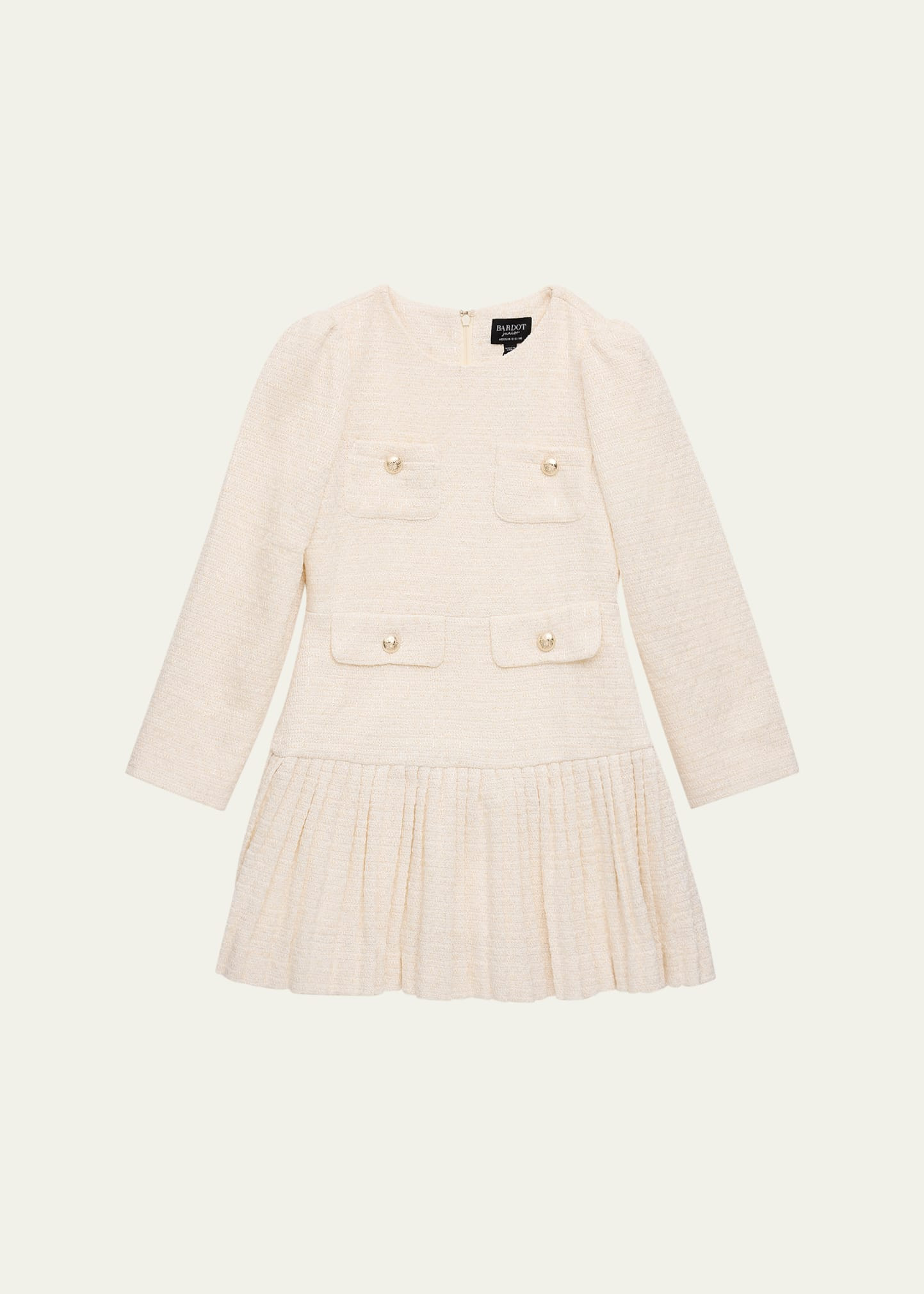 Bardot Girl's Renee Pleated Boucle Dress, Size 6-14 | Bergdorf Goodman