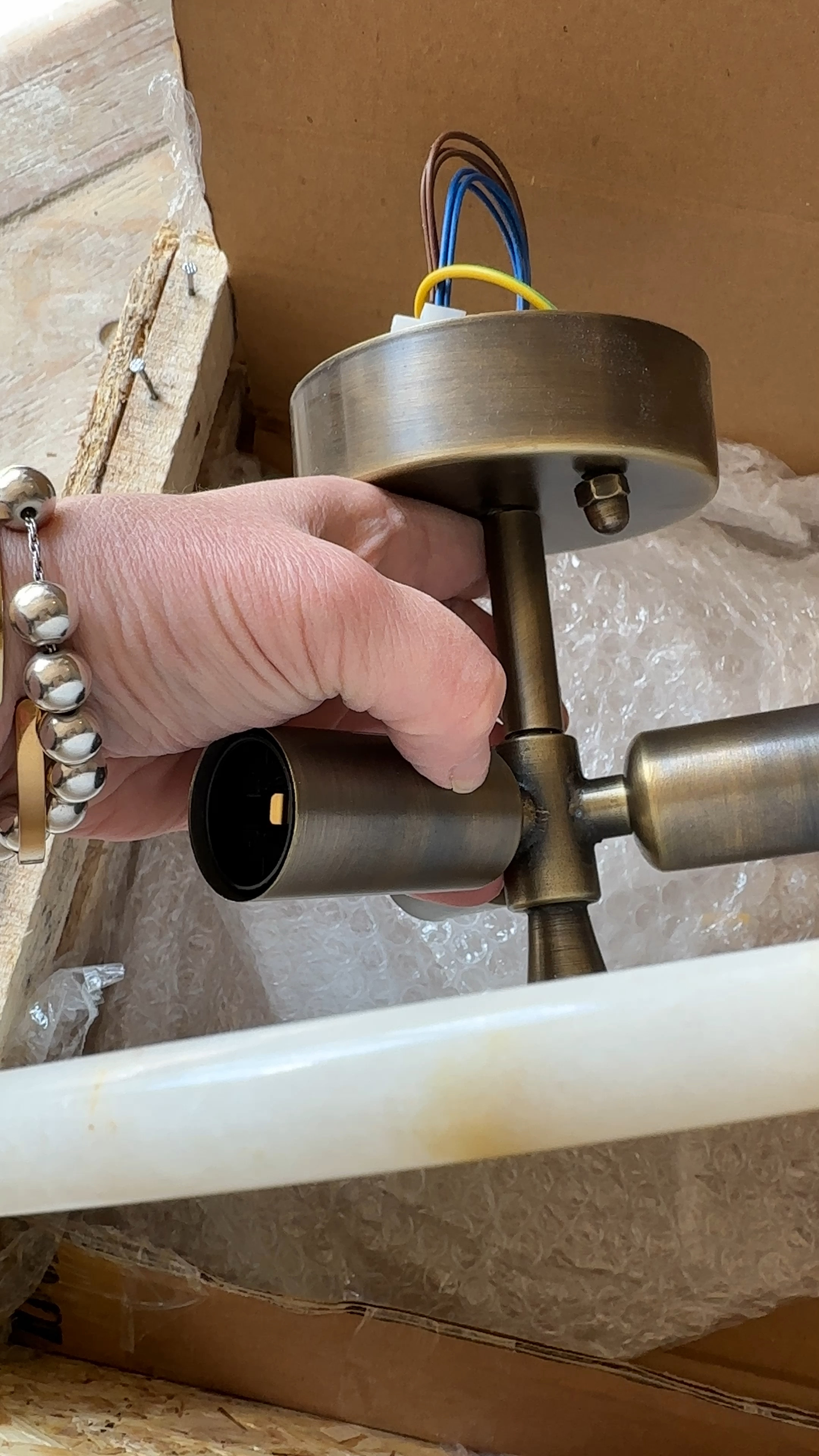 Unboxing the beautiful marble light fixture we are using in our Riverside Renovation Renovation. Want to see more? Visit our YouTube channel to see the live unboxing, and learn the whole story of house flipping project. #lighting #interiordesign

#LTKhome