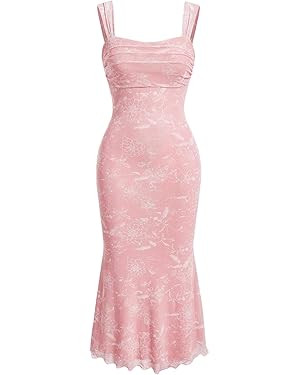 GORGLITTER Women's Floral Summer Wedding Guest Dress Ruched Cocktail Party Bridal Shower Formal B... | Amazon (US)