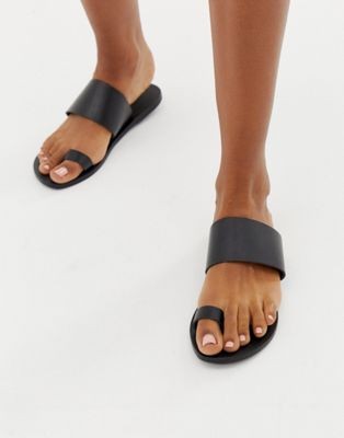 ASOS DESIGN Faro leather toe loop flat sandals | ASOS US