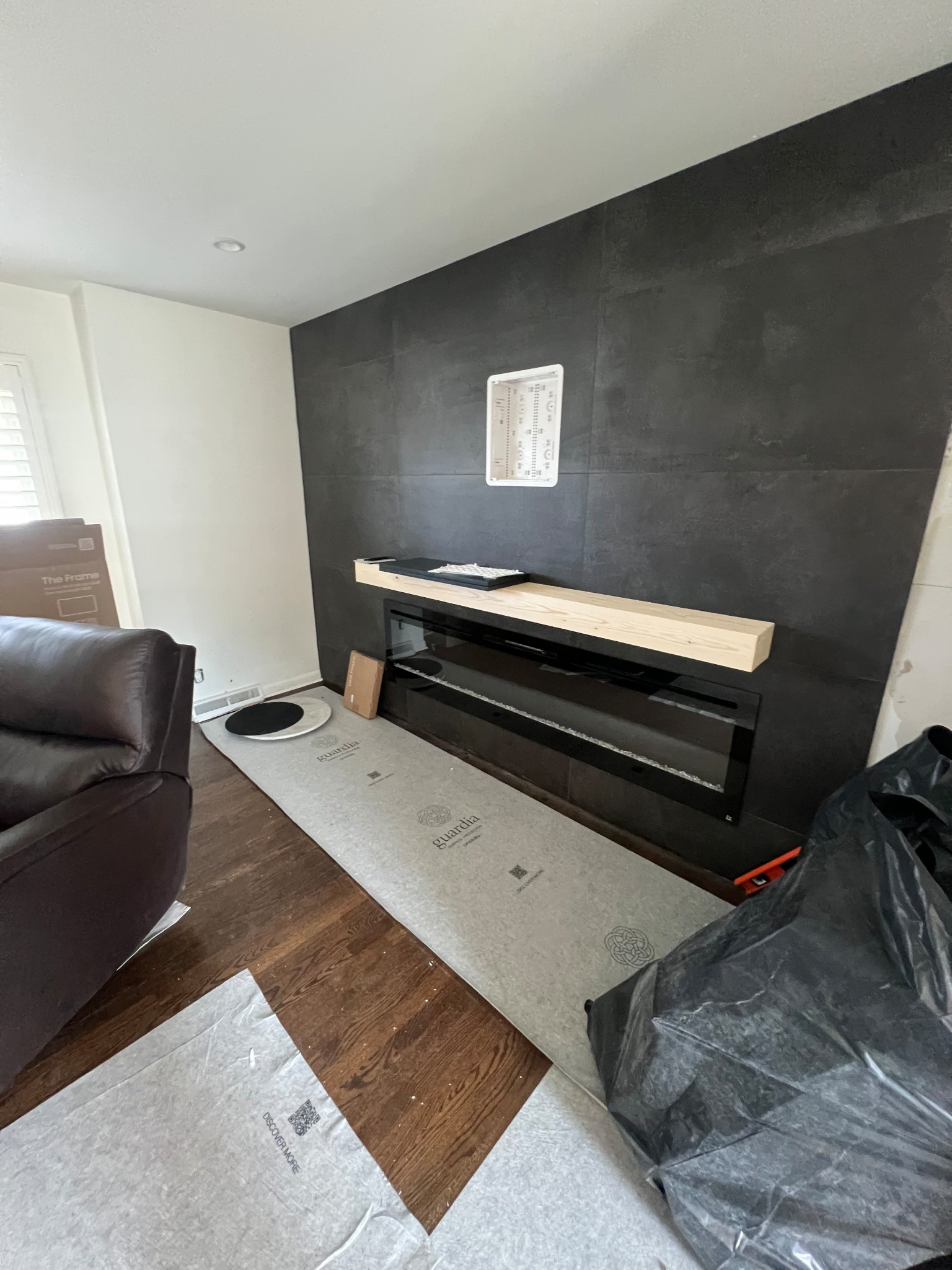 Progress photo of our fireplace wall coming soon  

#LTKHome