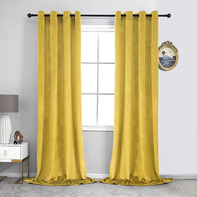 Velvet Solid Blackout Thermal Grommet Curtain Panels | Wayfair North America