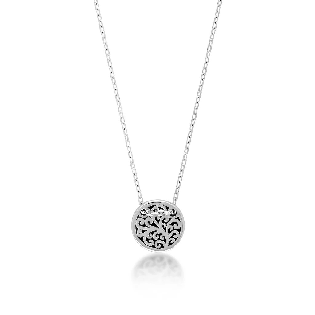 Delicate Mini (10mm) LH Scroll Disc Necklace | Lois Hill Designs LLC