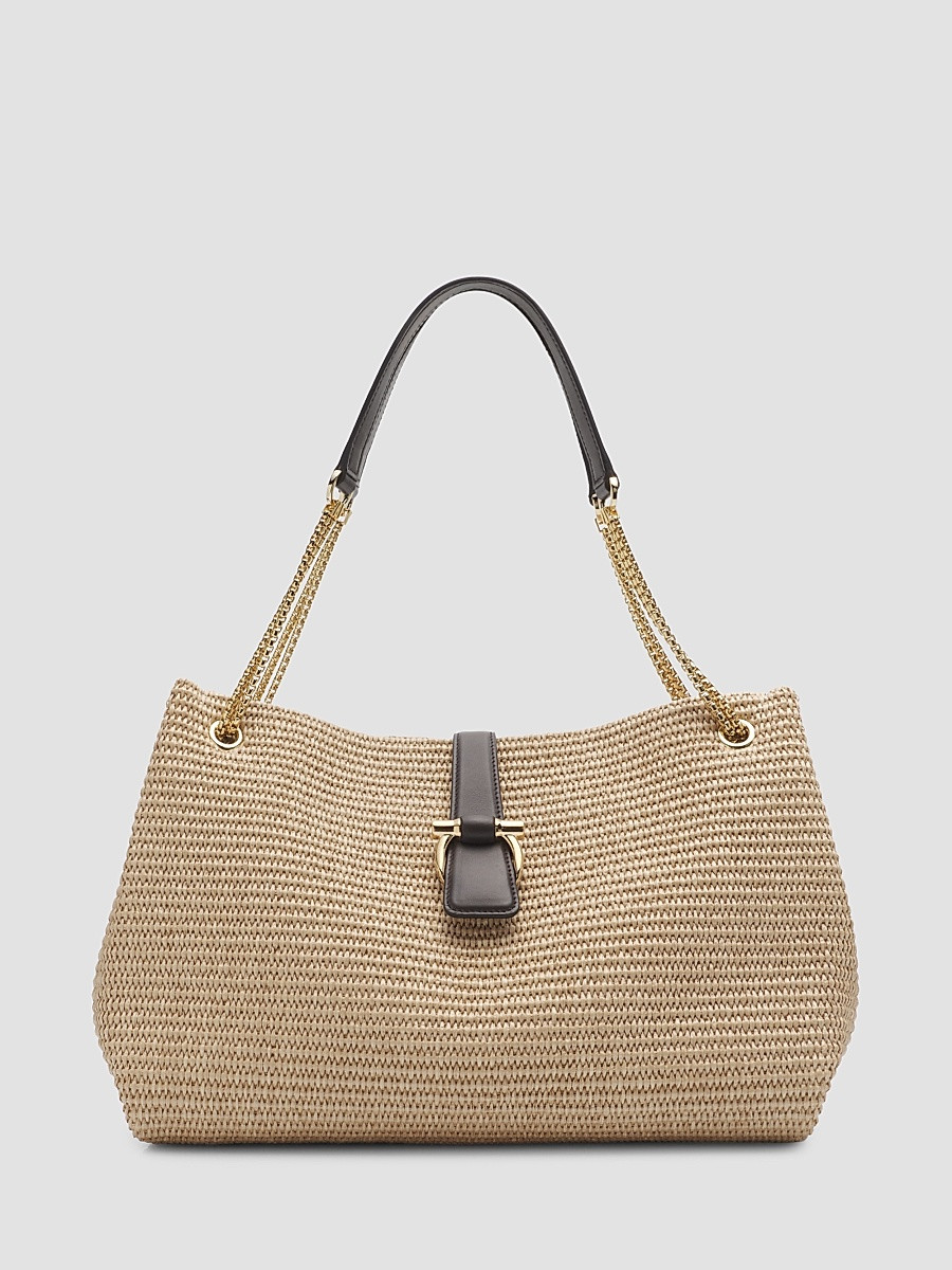 Women's New Line Raffia Tote Bag - Naturale Testa Di Moro | Saks Fifth Avenue