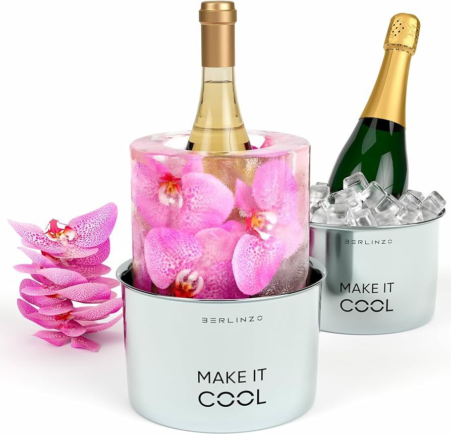 Berlinzo Wine Chiller Ice Mold Bucket, DIY Ice Mold Wine Bottle Chiller Cooler, Champagne Ice Buc... | Amazon (US)