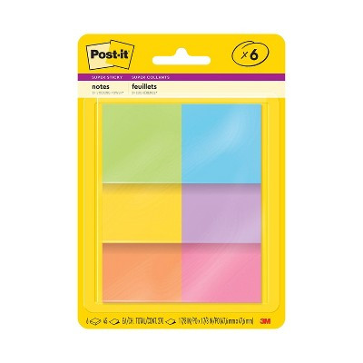 Post-it® Super Sticky Notes, 1 7/8 in. x 1 7/8 in., Energy Boost Collection, 6 Pads/Pack, 45 Sheets/Pad: Multicolor, Uncoated Paper | Target