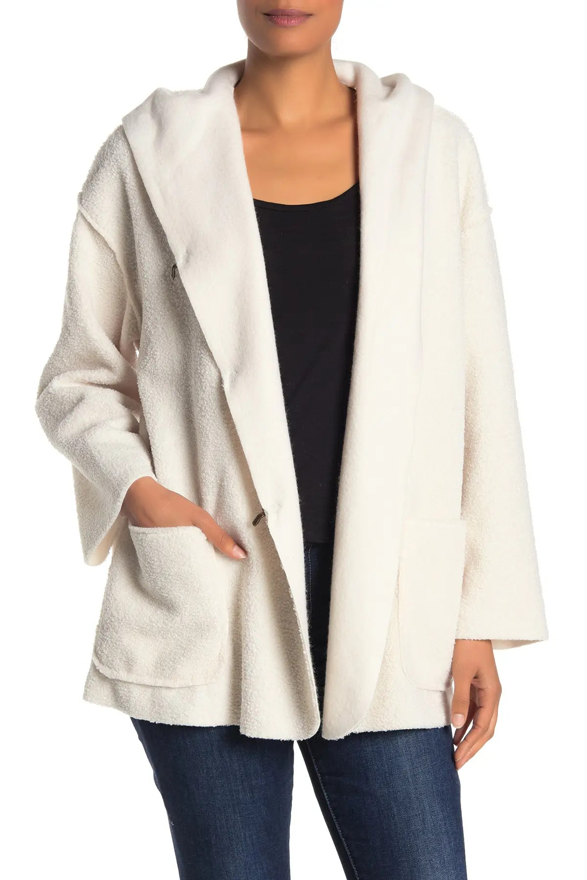 Hooded Faux Shearling Knit Jacket | Nordstrom Rack