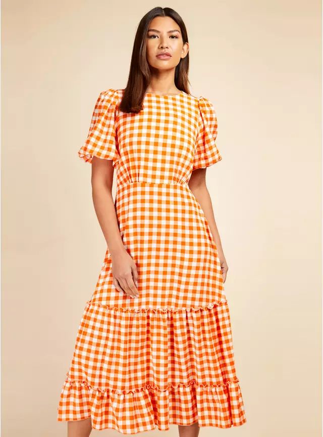 Buy LITTLE MISTRESS Orange Gingham Midi Dress 16 | Dresses | Tu | Tu Clothing