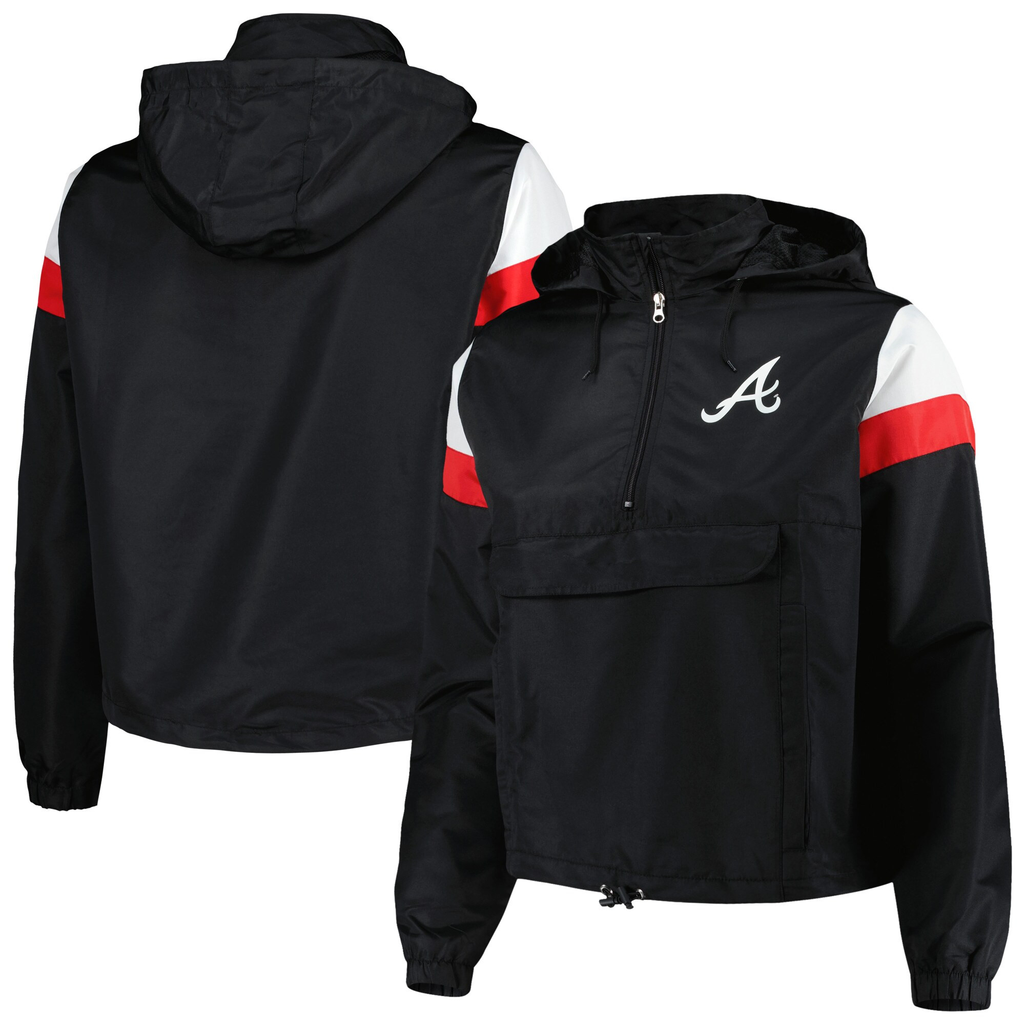 Atlanta Braves Profile Women's Plus Size Anorak Quarter-Zip Hoodie - Navy | Fanatics